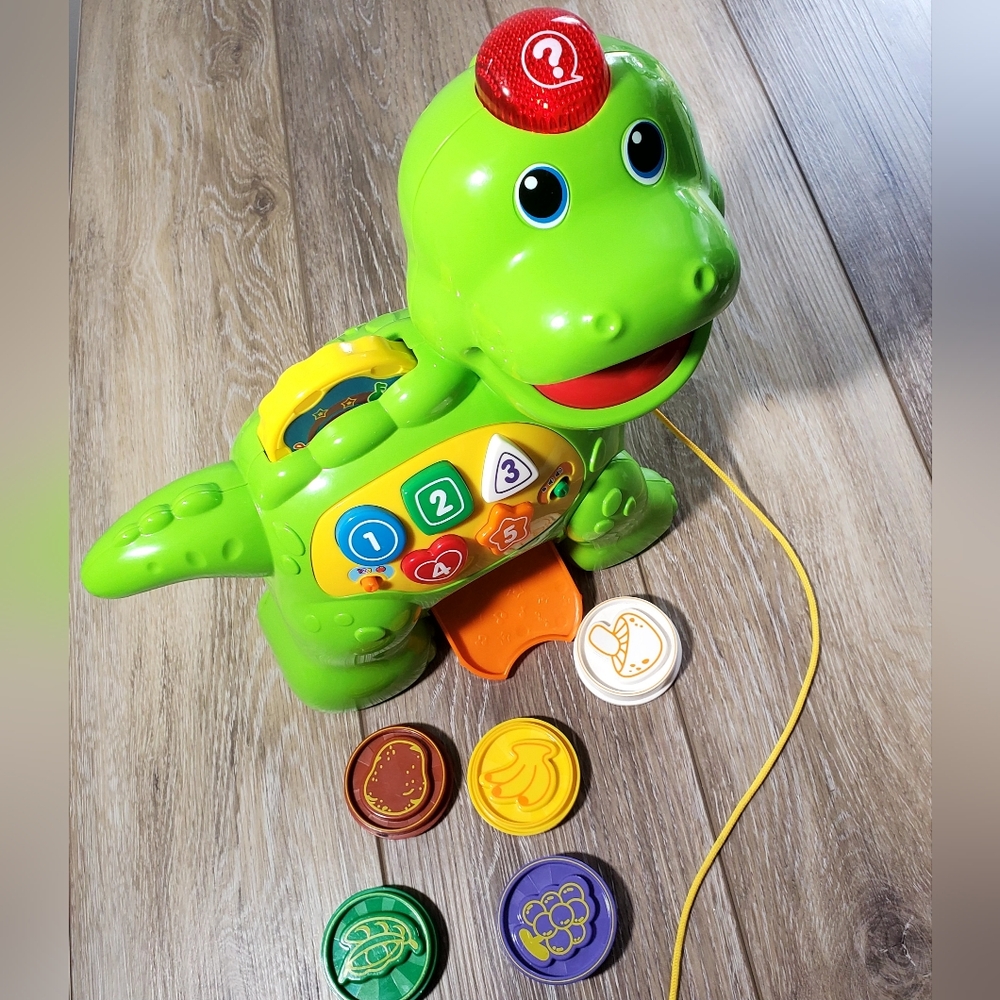 Bright Green Dino Learning Pull-Along Toy with Numbers & Shapes Age 12-36 Months